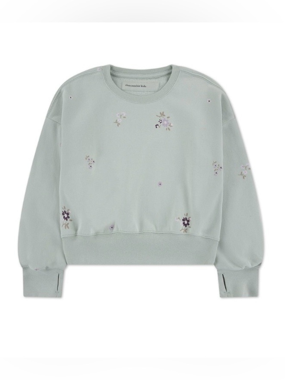 NWT Abercrombie Kids Floral Print Cotton Blend Sweatshirt Aqua Gray Size 15 / 16